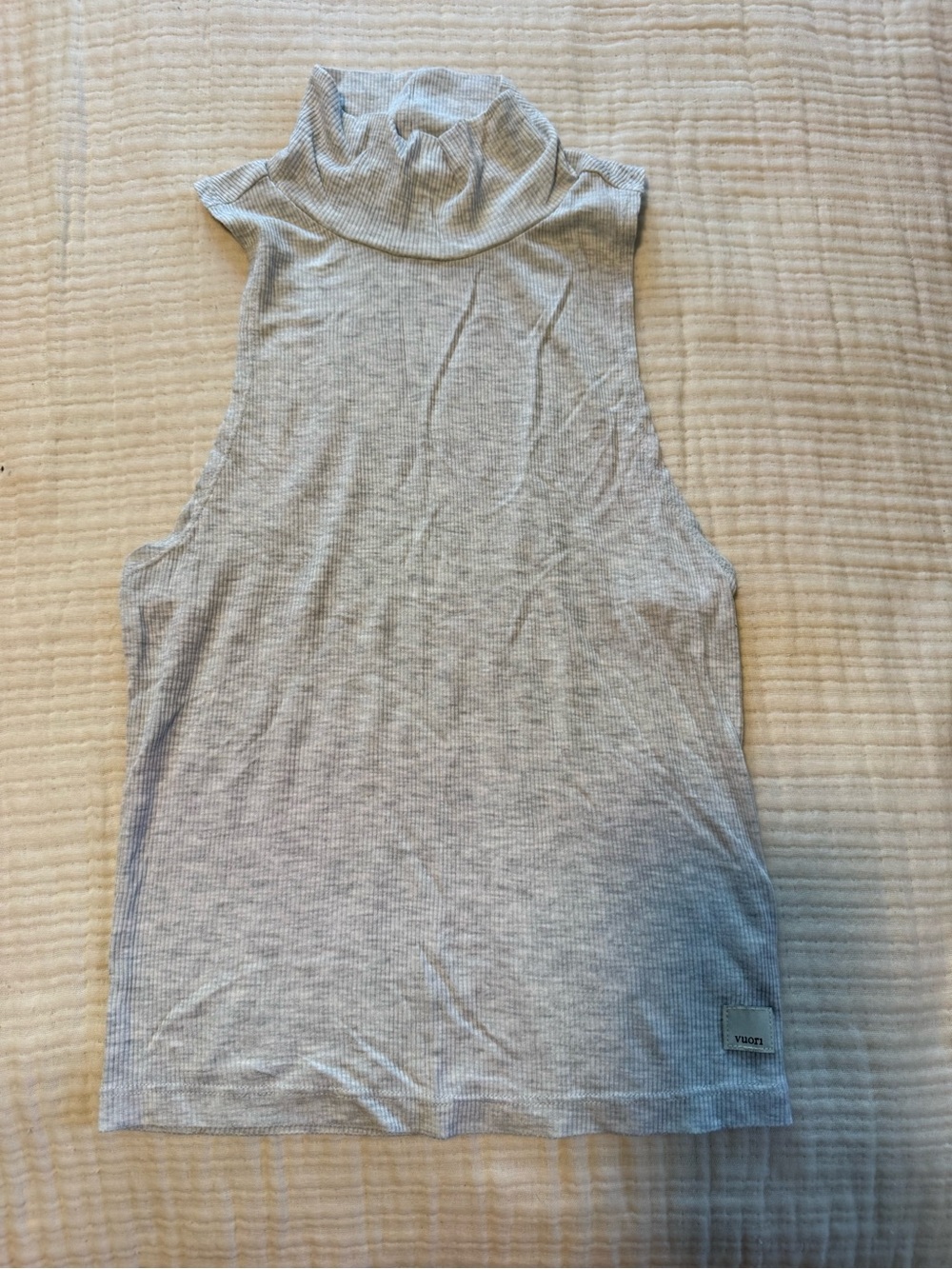Vuori Light Gray Sleeveless Ribbed Turtleneck Tank